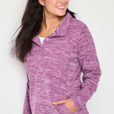 St. John's Bay Polar Fleece Womens Mock Neck Long Sleeve Adaptive Easy-on + Easy-off Sweatshirt