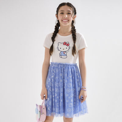 Little & Big Kid Girls Short Sleeve Puffed Sleeve Hello Kitty A-Line Dress