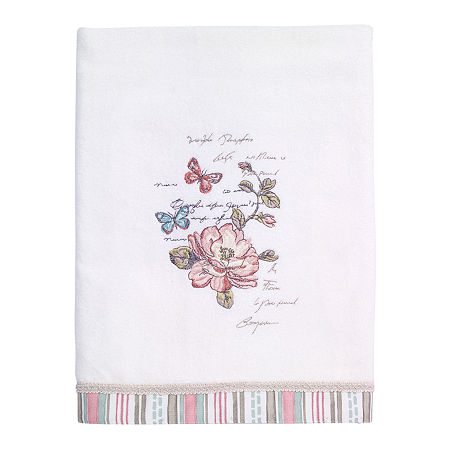 Avanti Butterfly Garden Floral Bath Towel, One Size, White