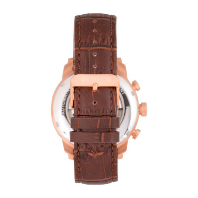 Heritor Mens Automatic Brown Leather Strap Watch-Herhr7906