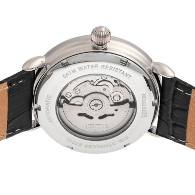 Heritor Mens Automatic Black Leather Strap Watch Herhr8401