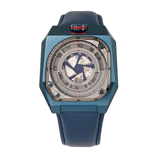 Reign Mens Automatic Blue Leather Strap Watch Reirn5105