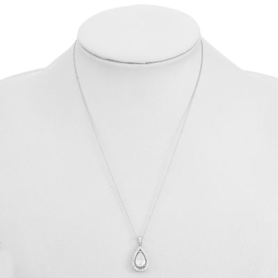 Monet Jewelry Silver Tone Womens Cubic Zirconia Pear 17 Inch Pendant Necklace