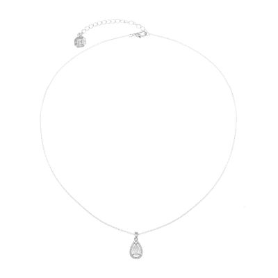 Monet Jewelry Silver Tone Womens Cubic Zirconia Pear 17 Inch Pendant Necklace