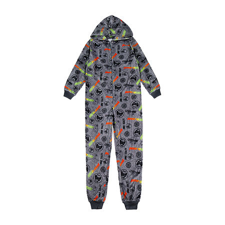 Jelli Fish Kids Little & Big Boys Long Sleeve One Piece Pajama, X-small , Gray