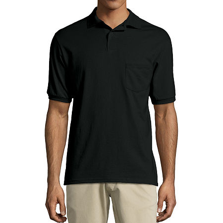 Hanes Ecosmart Unisex Adult Short Sleeve Polo Shirt, Medium, Black