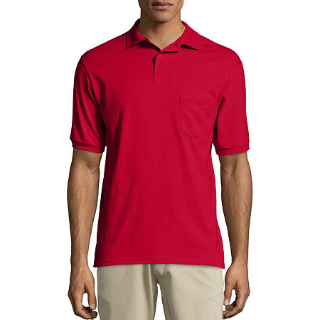 Hanes Ecosmart Unisex Adult Short Sleeve Polo Shirt, Medium, Red