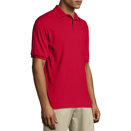 Hanes Ecosmart Unisex Adult Short Sleeve Polo Shirt, Medium, Red