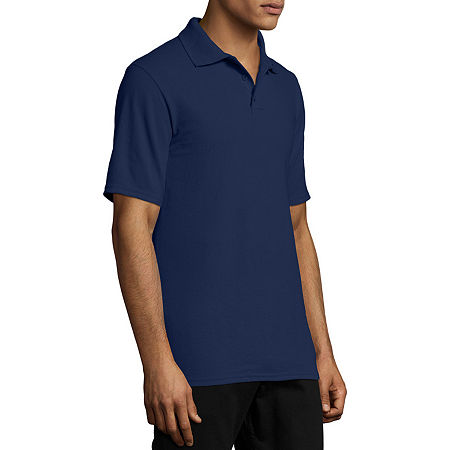 Hanes X-Temp Unisex Adult Short Sleeve Polo Shirt, Large, Blue