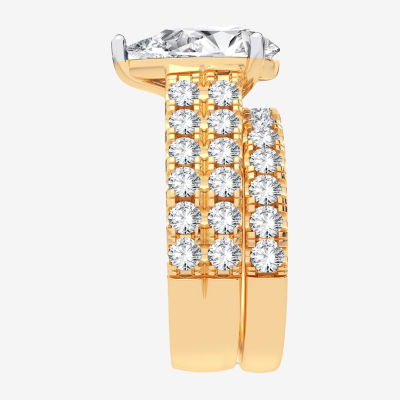 (H-I / SI1-SI2) Signature By Modern Bride Womens 5 CT. T.W. Lab Grown White Diamond in 14K Gold Pear Bridal Set