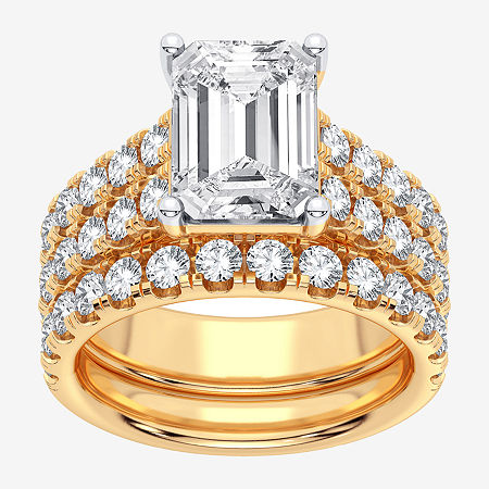 Modern Bride (h-i / Si1-si2) Signature By  Womens 5 Ct. T.w. Lab Grown White Diamond In 14k Gold Emer In Yellow