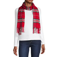 V. Fraas Plaid Oblong Scarf, One Size, Red