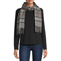 V. Fraas Plaid Oblong Scarf, One Size, Gray