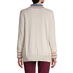St. John's Bay Womens Long Sleeve Open Front Grandfather Cardigan