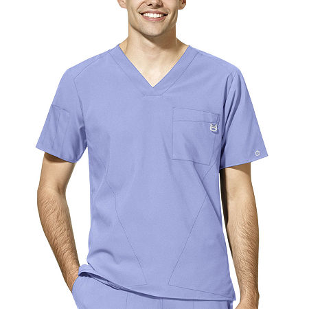 Wink W123 Mens V Neck Moisture Wicking Wrinkle Resistant Quick Dry Short Sleeve Scrub Top, X-large, Blue