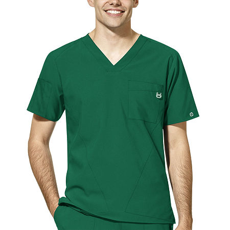 Wink W123 Mens V Neck Moisture Wicking Wrinkle Resistant Quick Dry Short Sleeve Scrub Top, X-large, Green