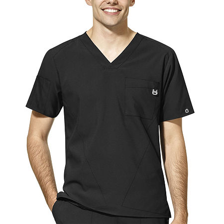 Wink Mens Big V Neck Moisture Wicking Wrinkle Resistant Quick Dry Short Sleeve Scrub Top, Xx-large, Black