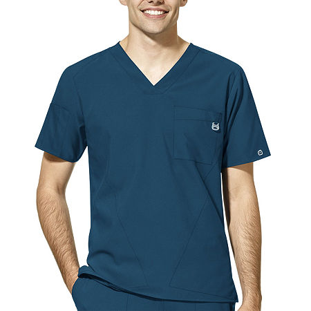 Wink Mens Big V Neck Moisture Wicking Wrinkle Resistant Quick Dry Short Sleeve Scrub Top, 5x-large, Blue