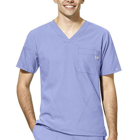 Wink Mens Big V Neck Moisture Wicking Wrinkle Resistant Quick Dry Short Sleeve Scrub Top, Xx-large, Blue