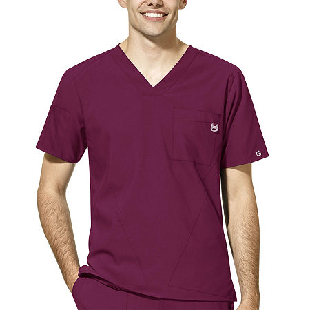 Wink Mens Big V Neck Moisture Wicking Wrinkle Resistant Quick Dry Short Sleeve Scrub Top, Xx-large, Red