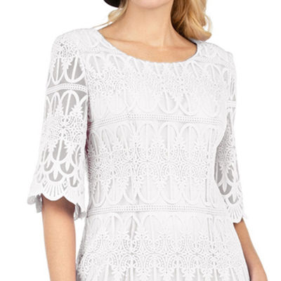 Giovanna Signature Womens Short Sleeve Midi Fit + Flare Dress