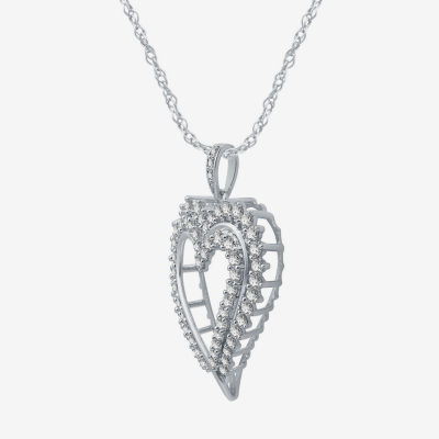 Womens CT. T.W. Natural White Diamond 10K Gold Heart 18 Inch Pendant Necklace