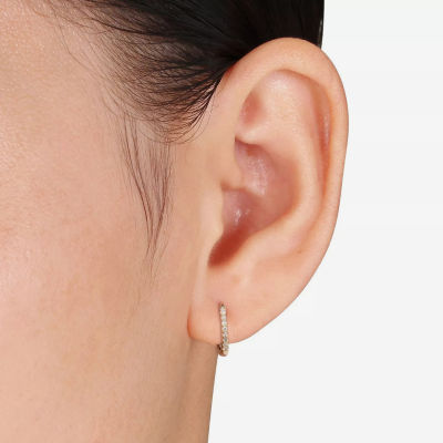 Womens 1/10 CT. T.W. Natural White Diamond 10K Gold 12.1mm Hoop Earrings