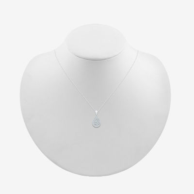 Teardrop Womens / CT. T.W. Mined White Diamond 10K White Gold Pear Pendant Necklace