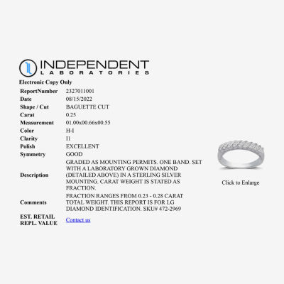 I Said Yes (H-I / I1) 1/4 CT. T.W. Lab Grown White Diamond Sterling Silver Anniversary Wedding Band