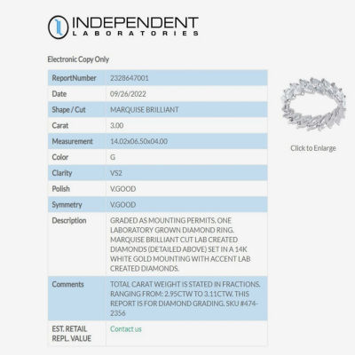 G / Vs2) CT. T.W. Lab Grown White Diamond 14K White Gold Anniversary Eternity Band