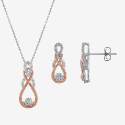 Diamond Blossom Womens 2-pc. 1/10 CT.T.W. Natural Diamond Sterling SIlver & 14K Rose Gold over SIlver Jewelry Set