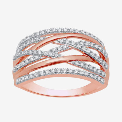 1/2 CT. T.W. Mined White Diamond 14K Rose Gold Over Silver Band