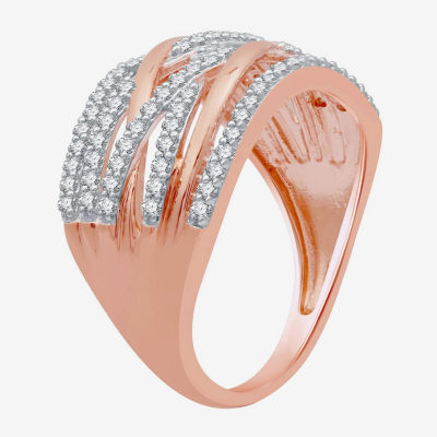 1/2 CT. T.W. Natural White Diamond 14K Rose Gold Over Silver Band