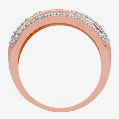 1/2 CT. T.W. Mined White Diamond 14K Rose Gold Over Silver Band