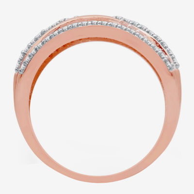 1/2 CT. T.W. Natural White Diamond 14K Rose Gold Over Silver Band