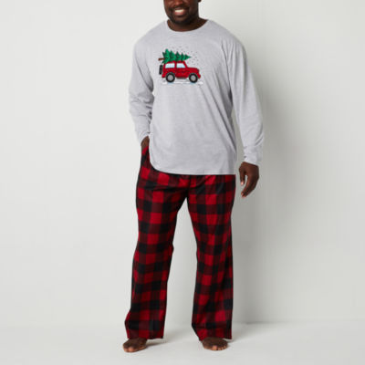 North Pole Trading Co. Checks & Trucks Family Mens Big Crew Neck Long  Sleeve 2-pc. Pant Pajama Set