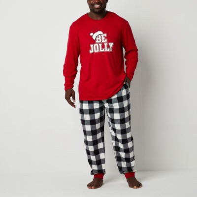 North Pole Trading Co. Be Jolly Family Mens Big Crew Neck Long Sleeve 2-pc. Pant Pajama Set