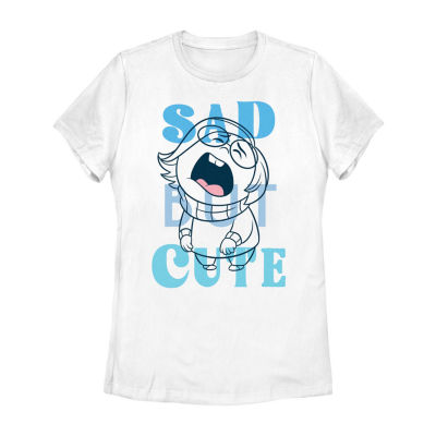 Juniors Inside Out 2 Sad But Cute Boyfriend Tee Womens Crew Neck Short Sleeve Graphic T-Shirt