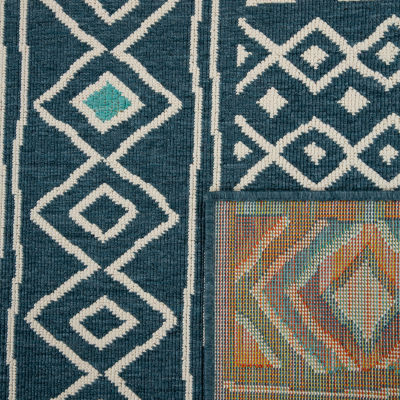 LR Home Tribal Diamond Indoor Outdoor Rectangular Area Rug