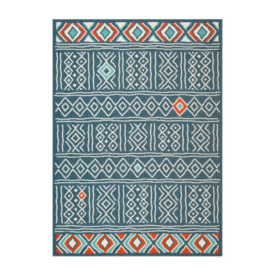 LR Home Tribal Diamond Indoor Outdoor Rectangular Area Rug
