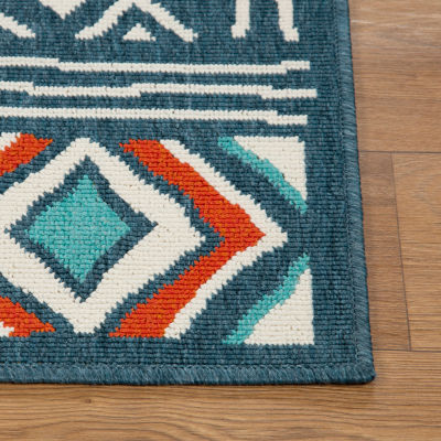 LR Home Tribal Diamond Indoor Outdoor Rectangular Area Rug
