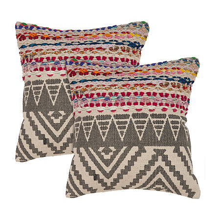 LR Home Designed By Evette Rios Fin Chev Set 2 Square Throw Pillow, One Size, Multiple Colors