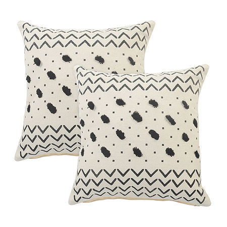 LR Home Designed By Evette Rios Ari Trib Set 2 Square Throw Pillow, One Size, White