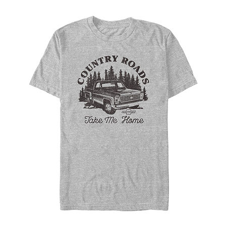 Mens Short Sleeve Country Roads Graphic T-Shirt, Xx-large, Gray