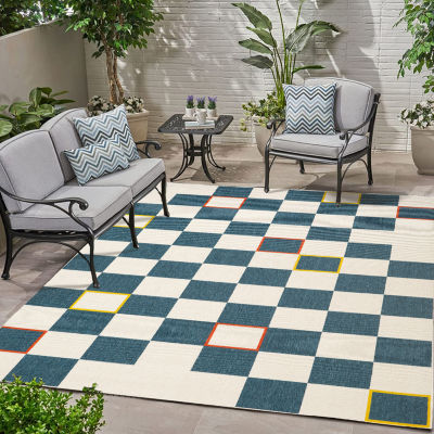 LR Home Checkered 24"X36" Indoor Outdoor Rectangular Accent Rug