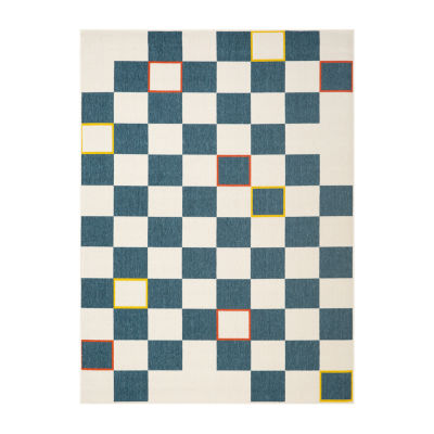 LR Home Checkered 24"X36" Indoor Outdoor Rectangular Accent Rug