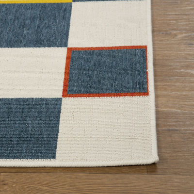 LR Home Checkered 24"X36" Indoor Outdoor Rectangular Accent Rug