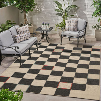 Evette Rios X LR Home Mapa Checkered Indoor Outdoor Rectangular Area Rug