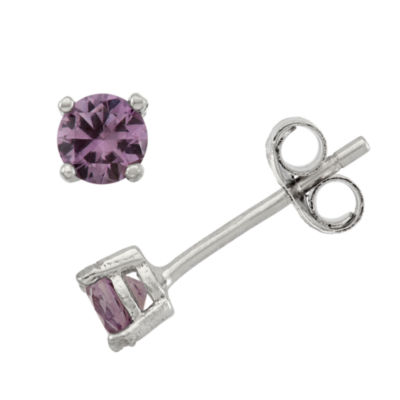 Lab Created Purple Cubic Zirconia Sterling Silver 4mm Stud Earrings