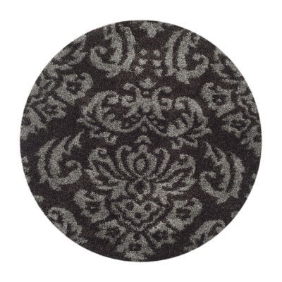 Safavieh Shag Collection Mario Damask Round Area Rug